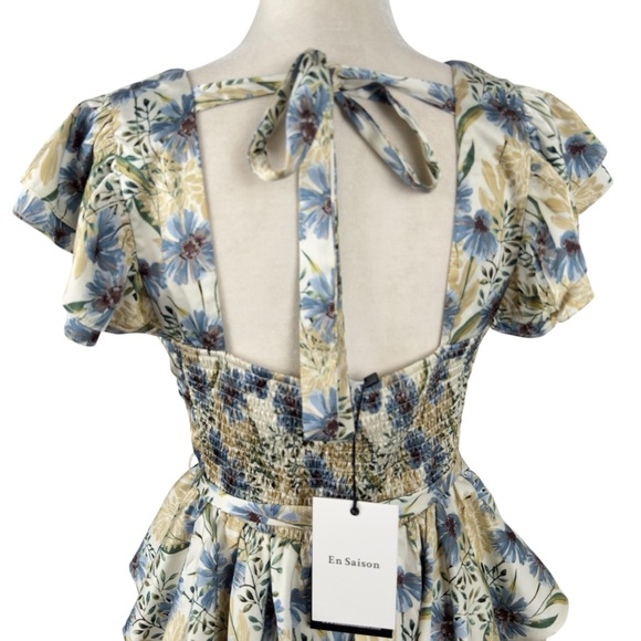 En Saison Dahlia Floral Puff Sleeve Mini Dress NWT Cottagecore Romantic Dress M - Picture 11 of 16